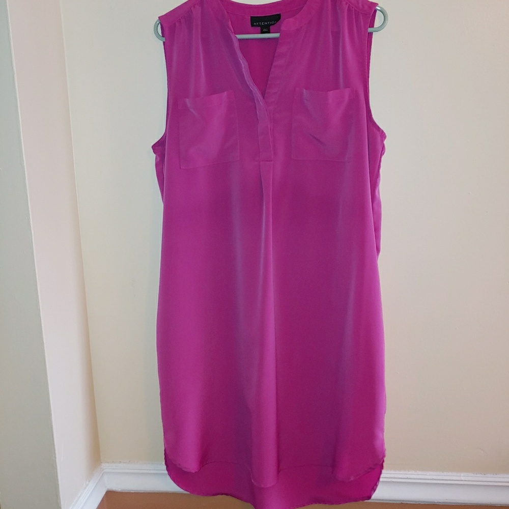 Women's Large Pink Shift High Low Sleeveless Dress
